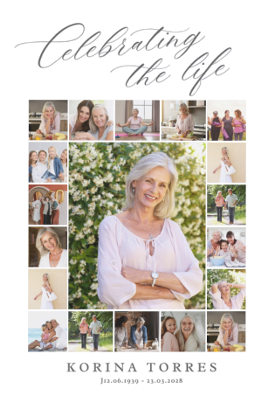 Celebration Photo Collage memorial poster design with multiple photos